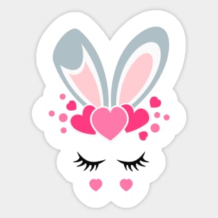 Girls Women Teens Easter Bunny Face Easter Egg Hunt Sticker